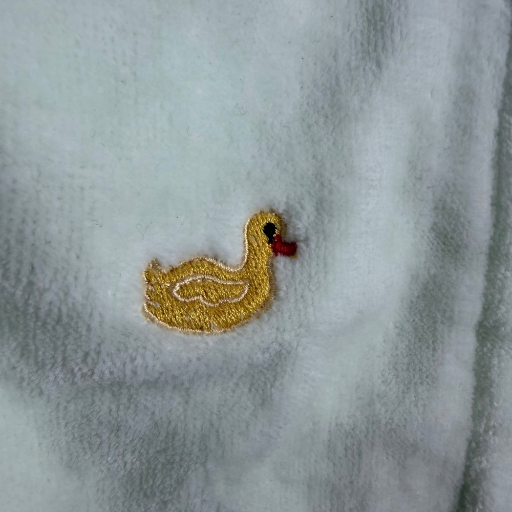 Y2K Vanity Fair Spa Wrap Women L/XL Mint Green Duck Embroidered Scallop - Picture 4 of 11